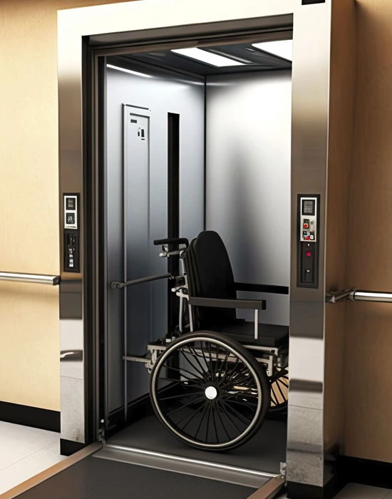 wheelchair inside elevator - Hospital lift manufacturer in Dubai